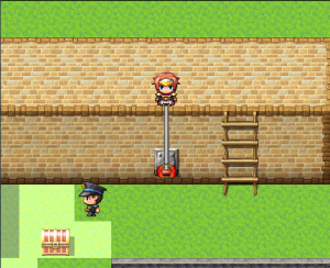 RPGツクールMV　プラグインカスタマイズ　壁の上のレバーをフックロープで起動できるようにする2